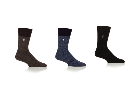 3 Pairs Mens Gentle Grip Thermal Socks BigFoot - Black, Charcoal & Denim